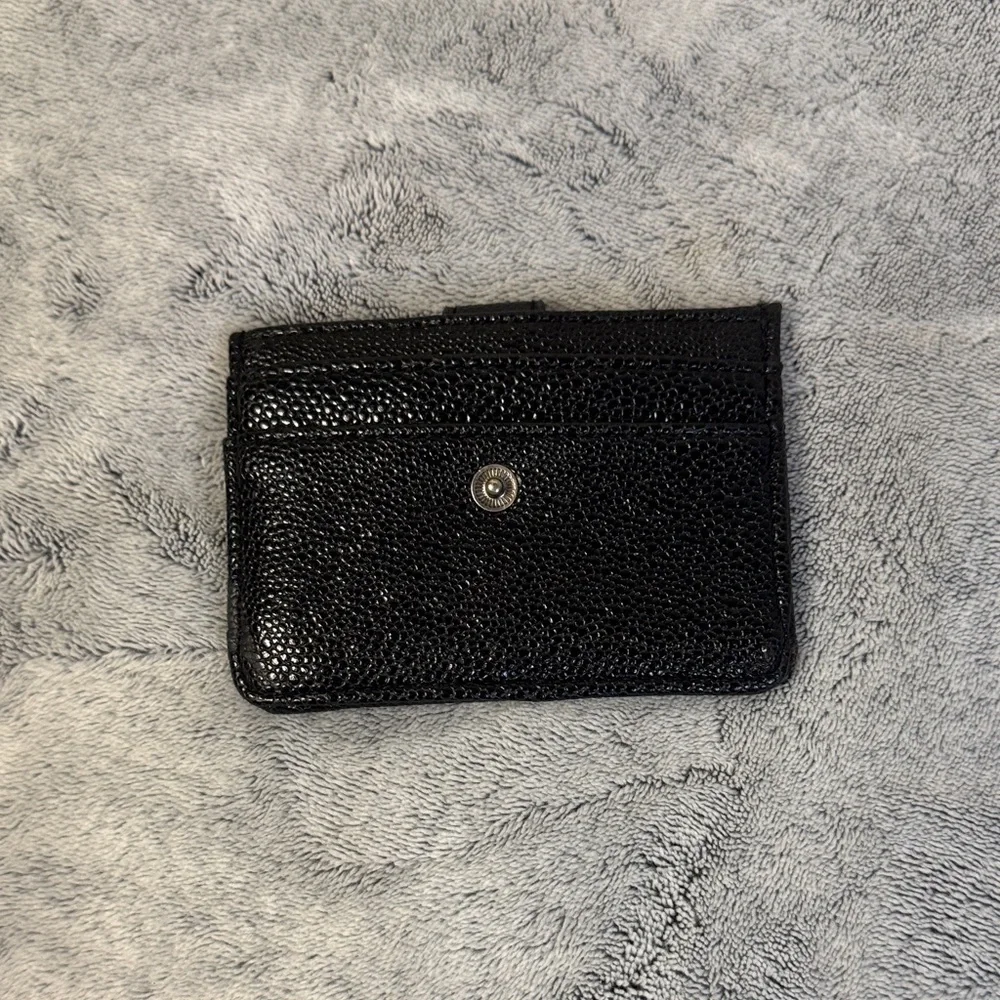 Jessica Simpson Black Pebbled Cardholder - Silver Hardware - Picture 2 of 6